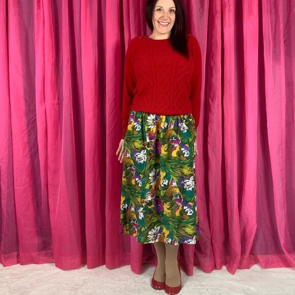 Vintage 70s Requirements  Petites water lily and duck midi skirt, size medium p - Picture 1 of 10